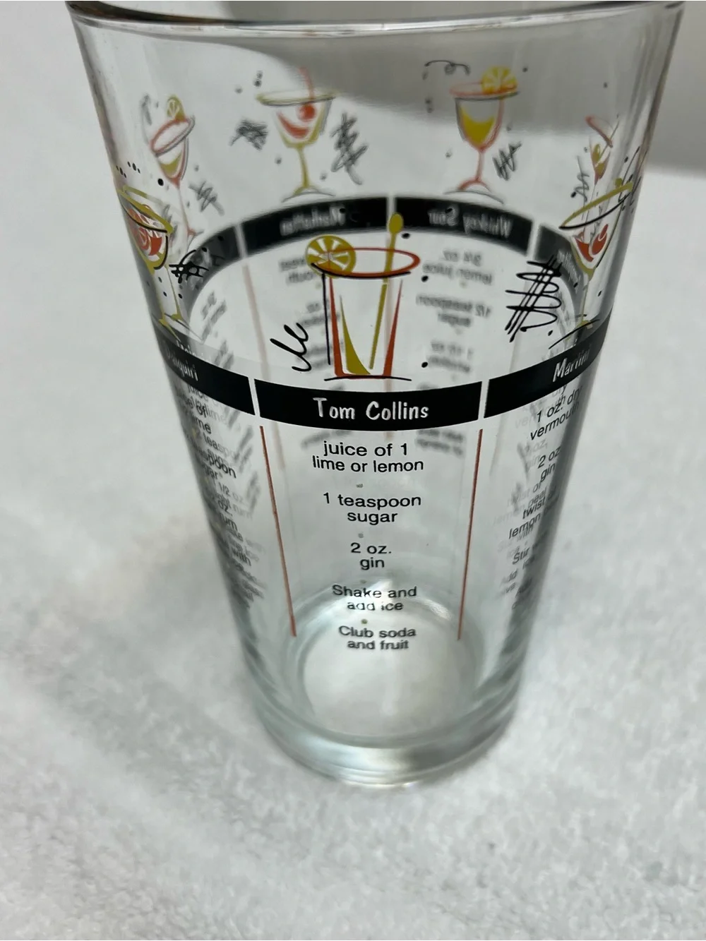 Vintage Barware Drink Recipe Glass Bar Addition Unbranded